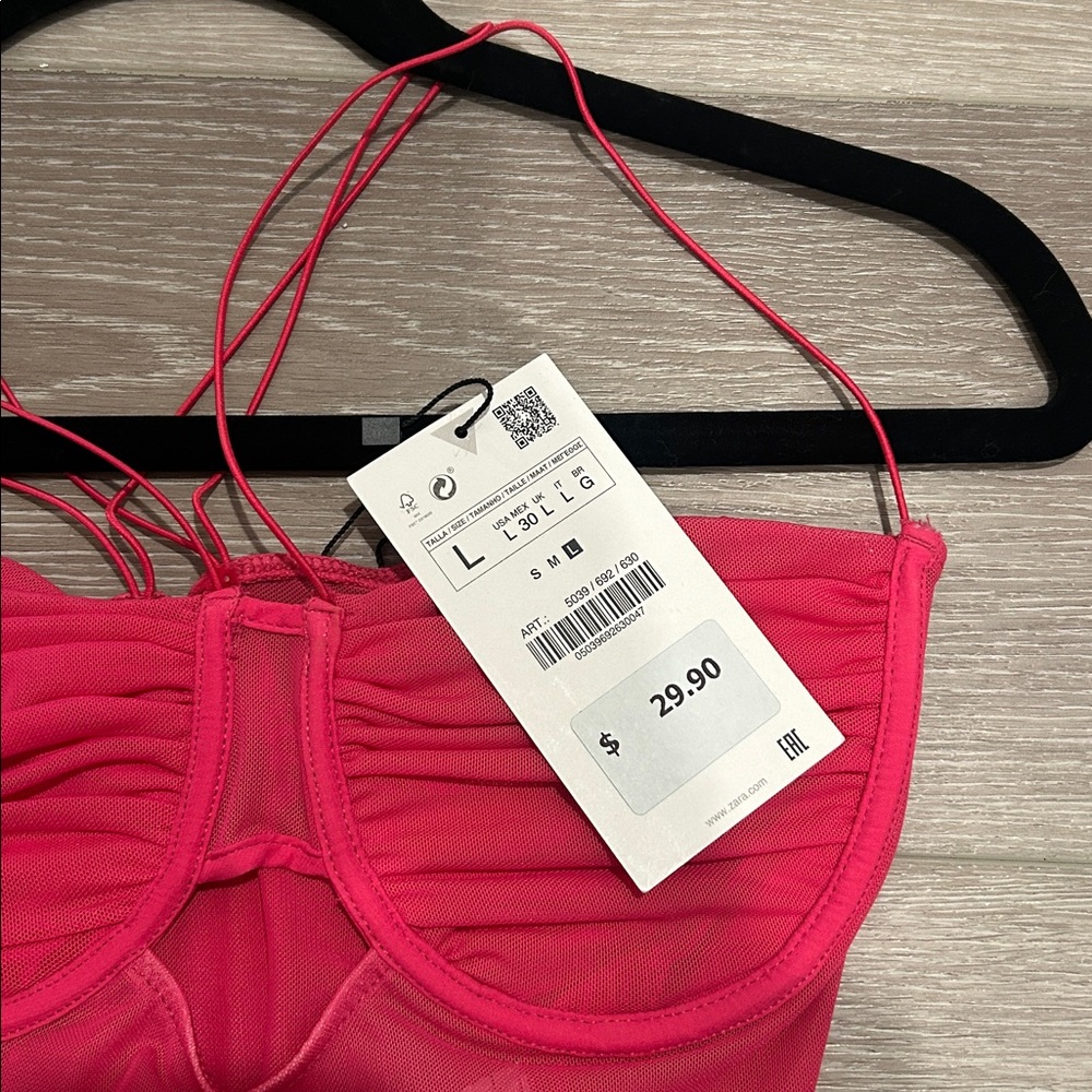 Zara Vibrant Pink Strappy Top - Picture 4 of 4